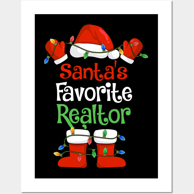 Santa's Favorite Realtor Funny Christmas Pajamas Wall Art by cloverbozic2259lda